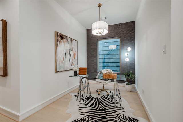 interior space with light hardwood / wood-style floors