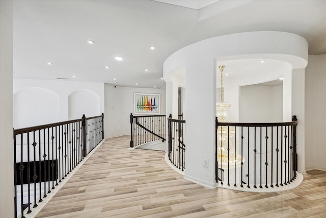 hallway with light wood-type flooring