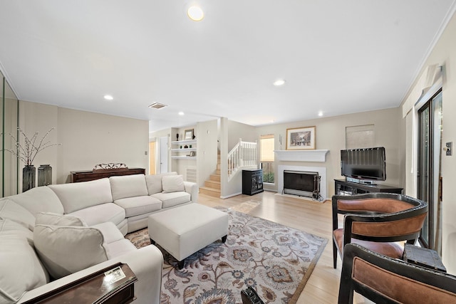 living room featuring light hardwood / wood-style floors