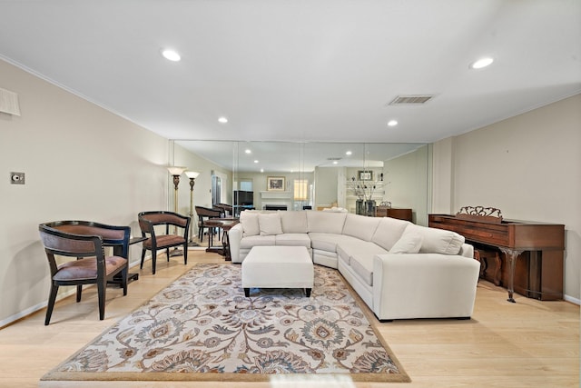 living room featuring light hardwood / wood-style flooring