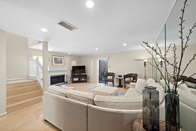 living room featuring light hardwood / wood-style flooring