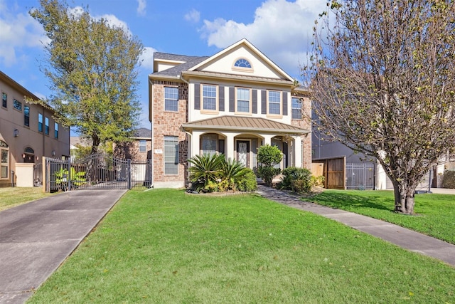 view of front facade with a front lawn