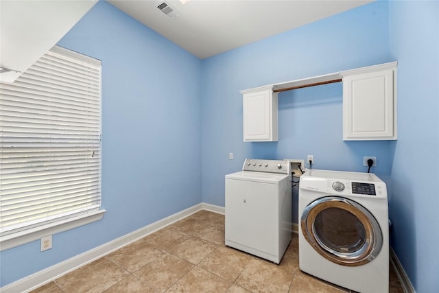 laundry room with cabinets and washing machine and dryer