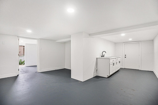 basement with sink