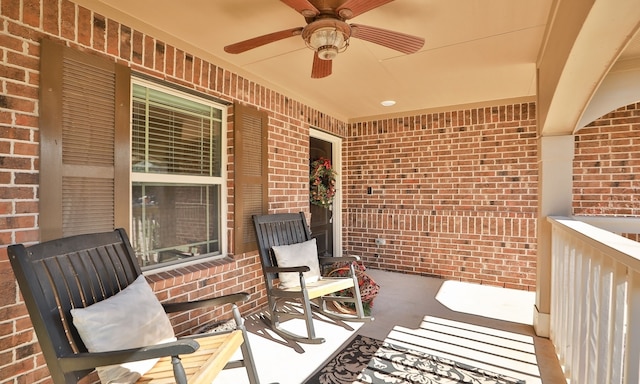 view of patio / terrace featuring a porch and ceiling fan