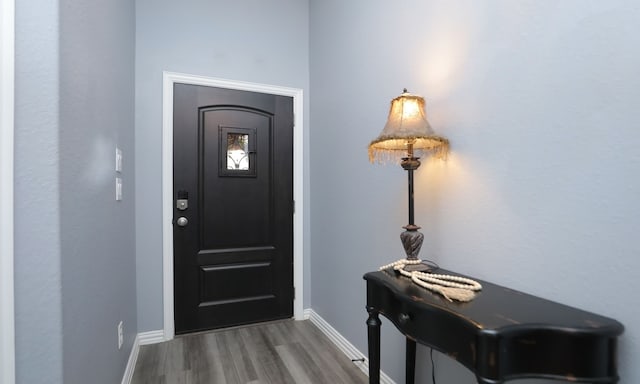 entryway with dark hardwood / wood-style floors