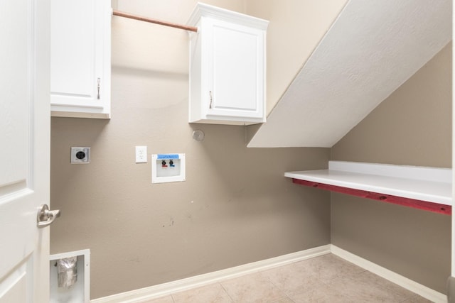 laundry room featuring hookup for an electric dryer, cabinets, and hookup for a washing machine