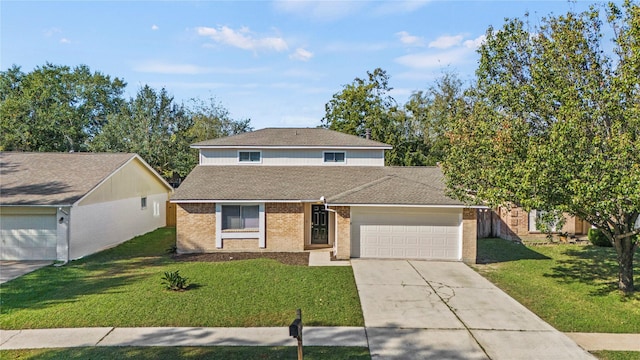 front of property featuring a garage and a front lawn