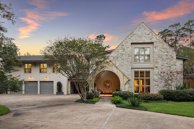 view of front of house with a garage