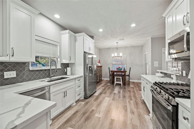 kitchen featuring sink, white cabinets, and stainless steel appliances