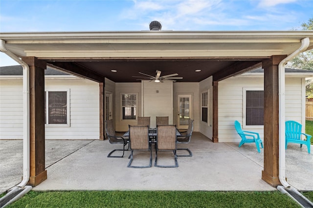 view of patio featuring ceiling fan