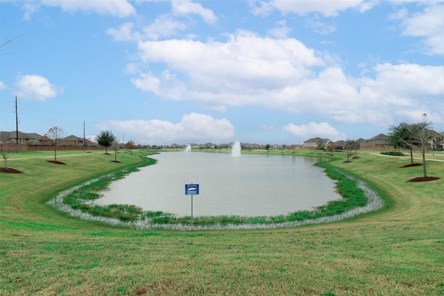 surrounding community featuring a yard and a water view