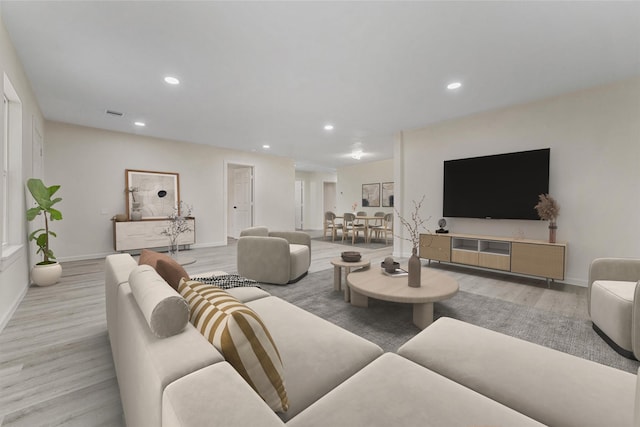 living room featuring light hardwood / wood-style floors