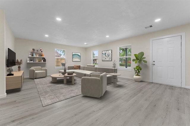 living room featuring light hardwood / wood-style flooring