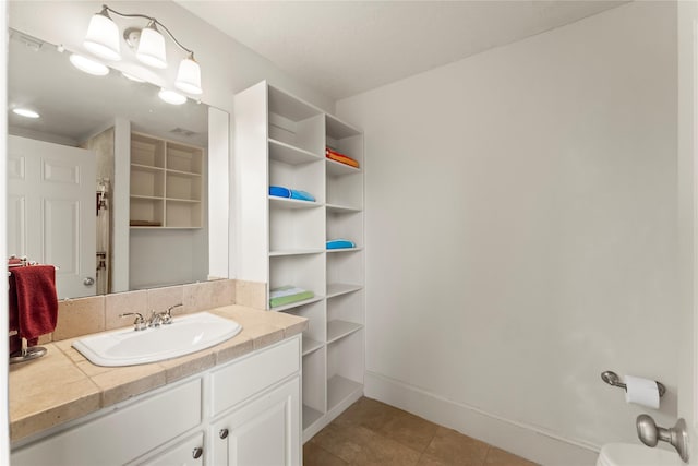 bathroom featuring vanity and tile patterned floors