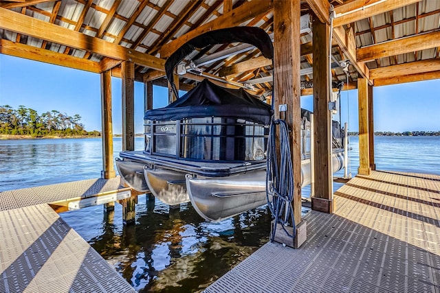 view of dock featuring a water view