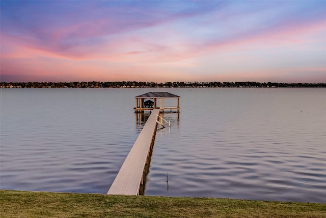 dock area featuring a water view