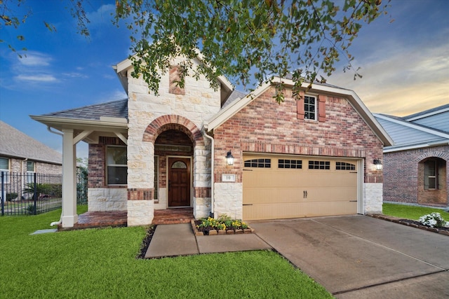 view of front of house with a yard