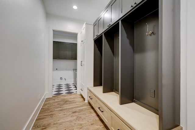 mudroom featuring light hardwood / wood-style floors