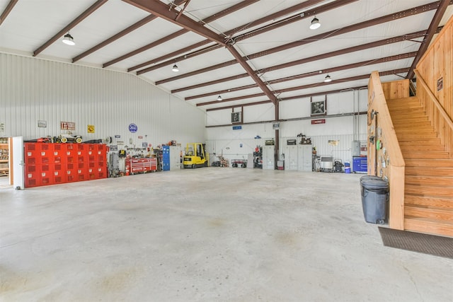 garage featuring a workshop area