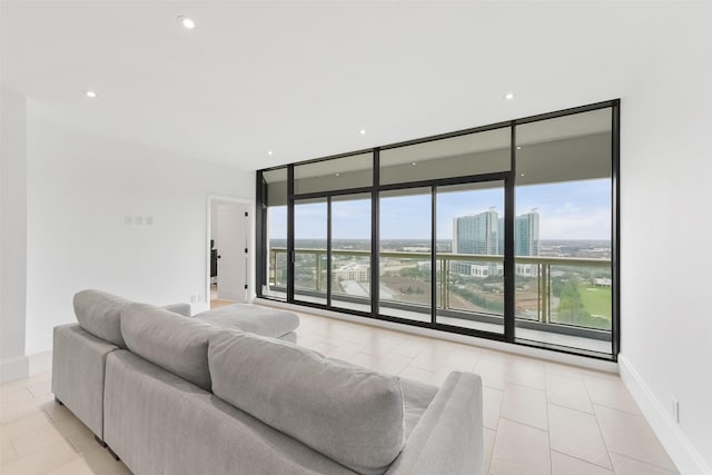 living room featuring expansive windows