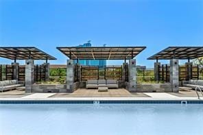 view of swimming pool with a patio area and an outdoor living space