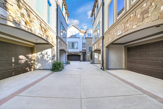 exterior space with a garage