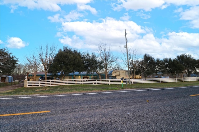 view of street with a rural view