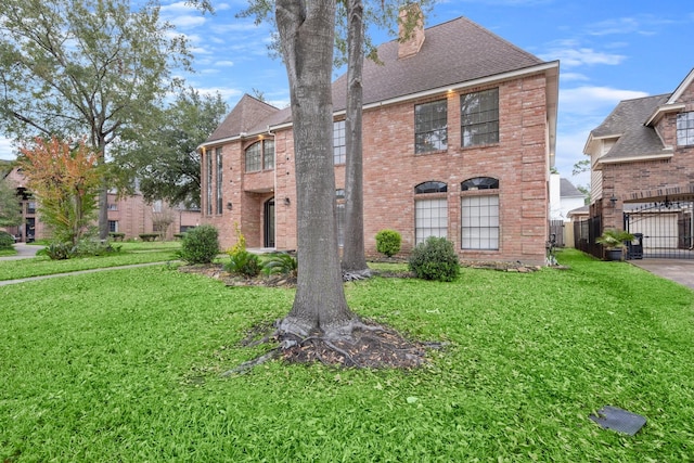 view of front of home featuring a front lawn