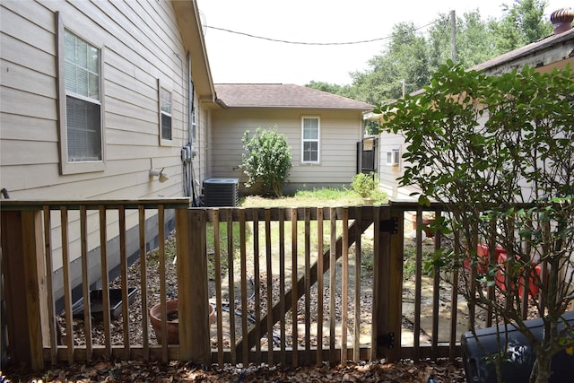 wooden terrace featuring central AC