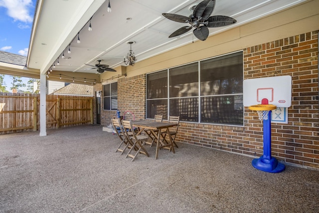 view of patio with ceiling fan