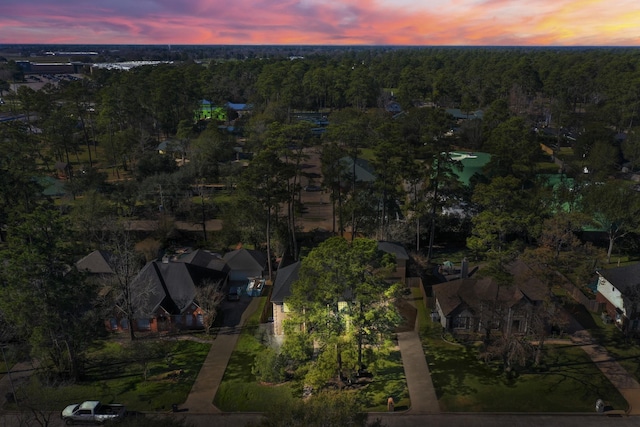 view of aerial view at dusk