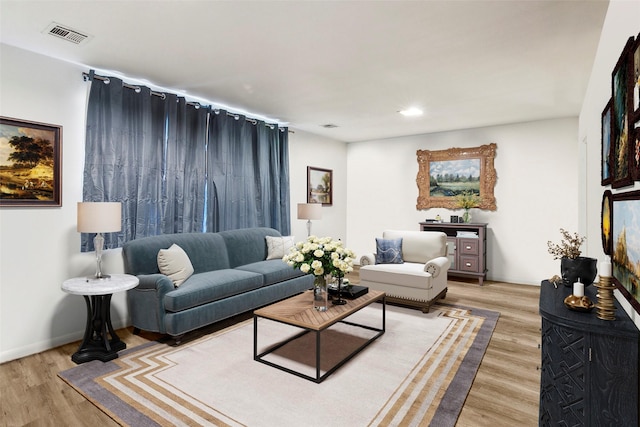 living room with hardwood / wood-style floors