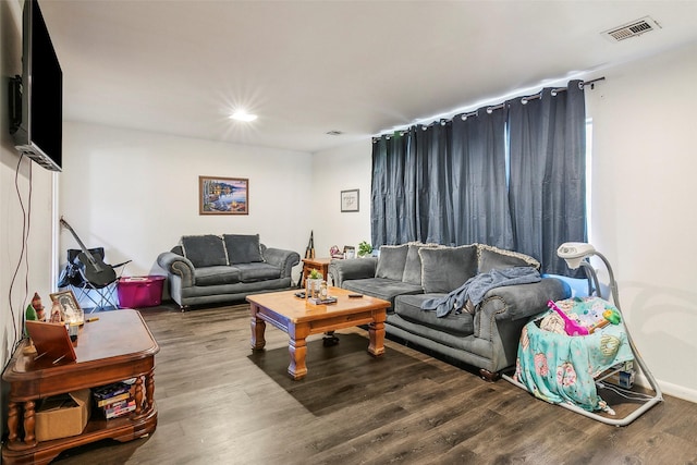 living room with hardwood / wood-style flooring