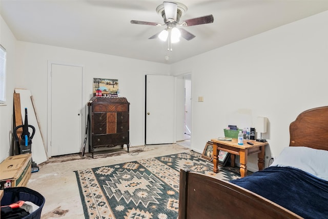 bedroom featuring ceiling fan