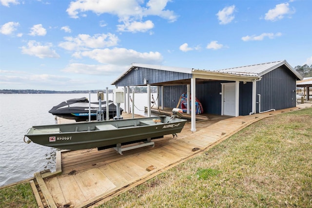 view of dock featuring a water view