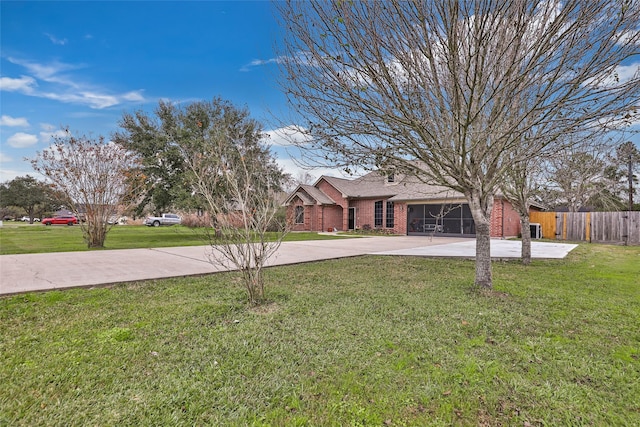 view of yard with a garage