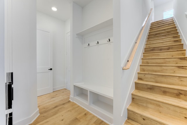 mudroom featuring light hardwood / wood-style floors