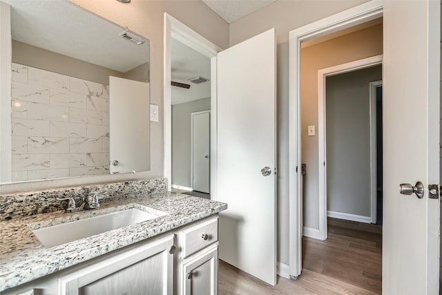 bathroom featuring vanity and wood-type flooring