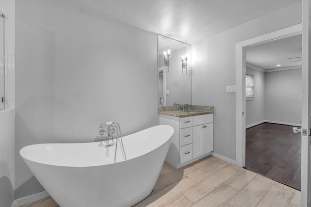 bathroom featuring vanity and a bath