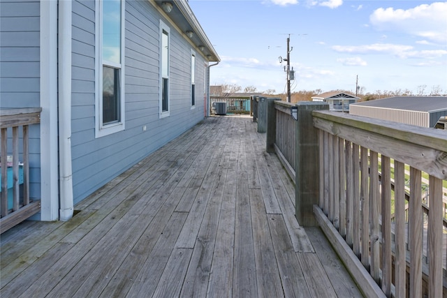 wooden terrace with cooling unit