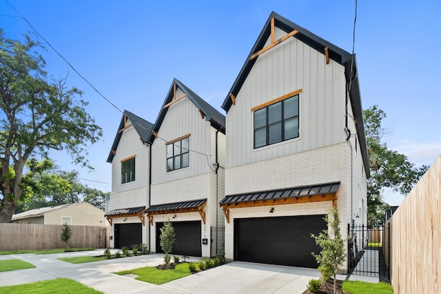 modern farmhouse with a garage