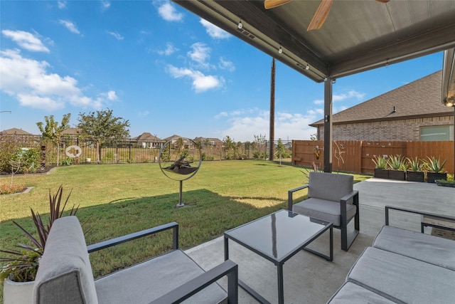 view of patio / terrace featuring outdoor lounge area and ceiling fan