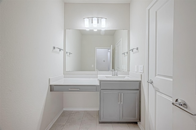 bathroom with tile patterned floors and vanity