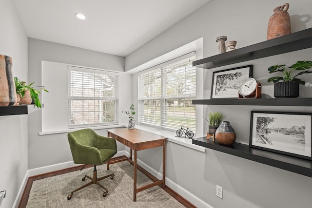 office area featuring hardwood / wood-style floors and a wealth of natural light