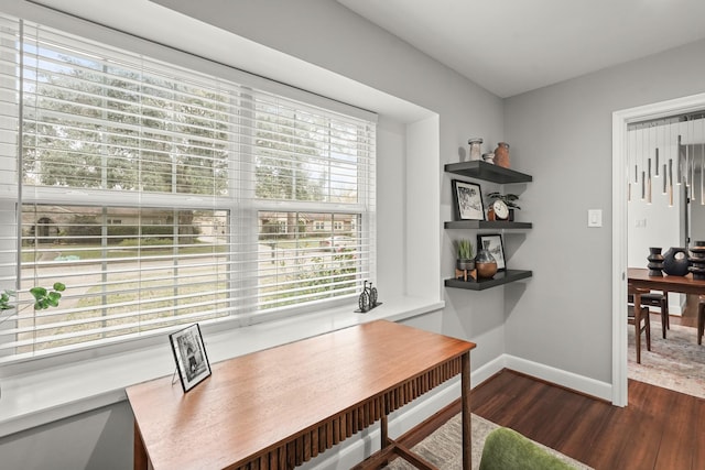 office featuring plenty of natural light and dark wood-type flooring