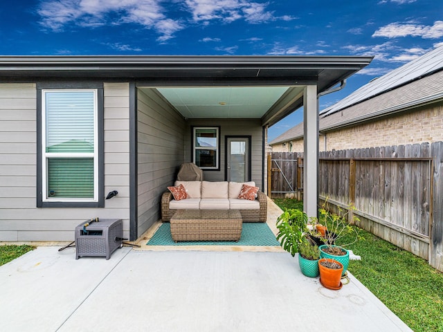 view of patio featuring an outdoor living space