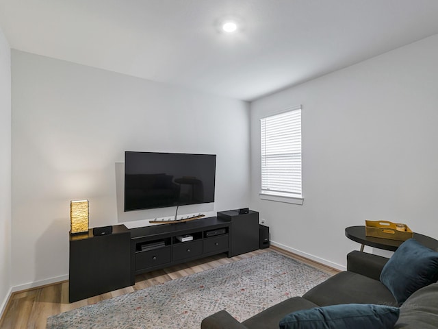 living room featuring light hardwood / wood-style flooring