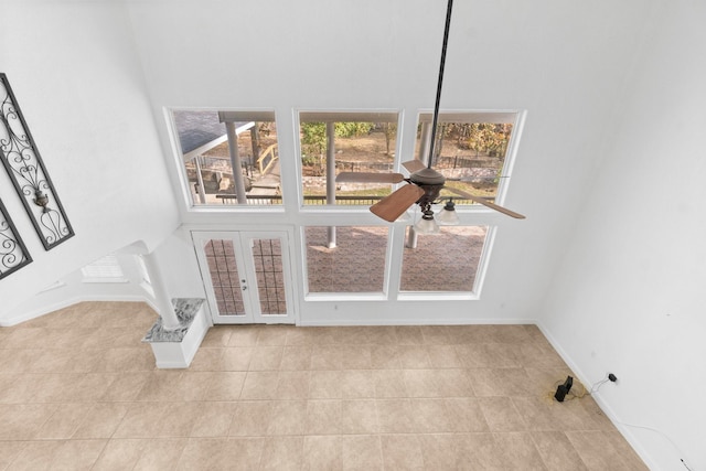 details with ceiling fan and french doors