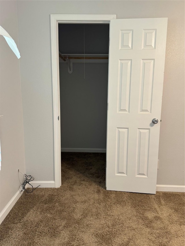 unfurnished bedroom with carpet flooring and a closet